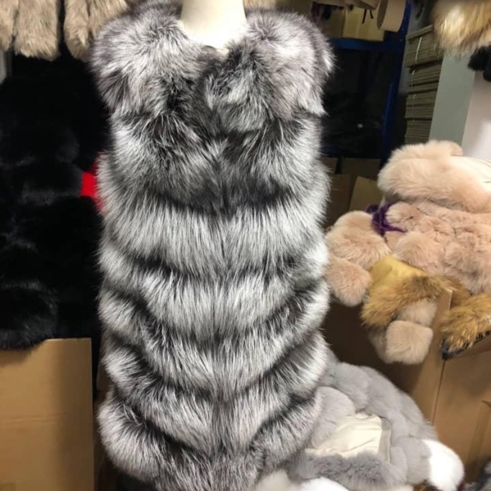Silver fox fur vest